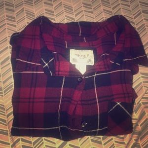 Dark red cropped flannel